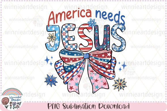 4th of July America Coquette Jesus Png T-Shirt Designs