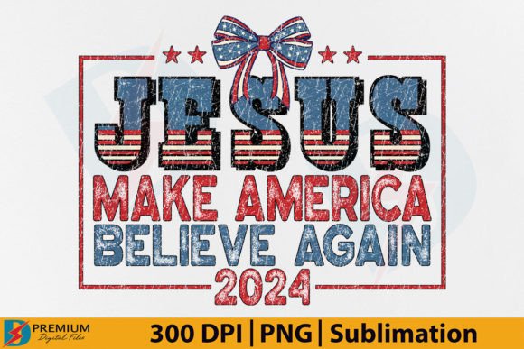4th of July Coquette Jesus Make America T-Shirt Designs
