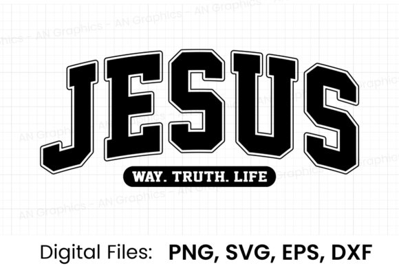 Jesus Way.Truth.Life Retro Varsity SVG for T-Shirt Designs