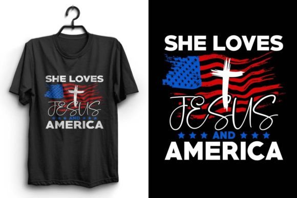 She Loves Jesus and America.4th of July T-Shirt Designs